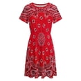 thumbnail image 4 of Bandana - Red Art Sundress Short Sleeve Dress Summer Women Clothes Dress for Women Dresses, 4 of 7