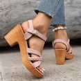 thumbnail image 5 of Bkhluea Women Braided Strap Block Heel Sandals Comfortable Footwear For Party Daily Casual Outdoor Activities, 5 of 7