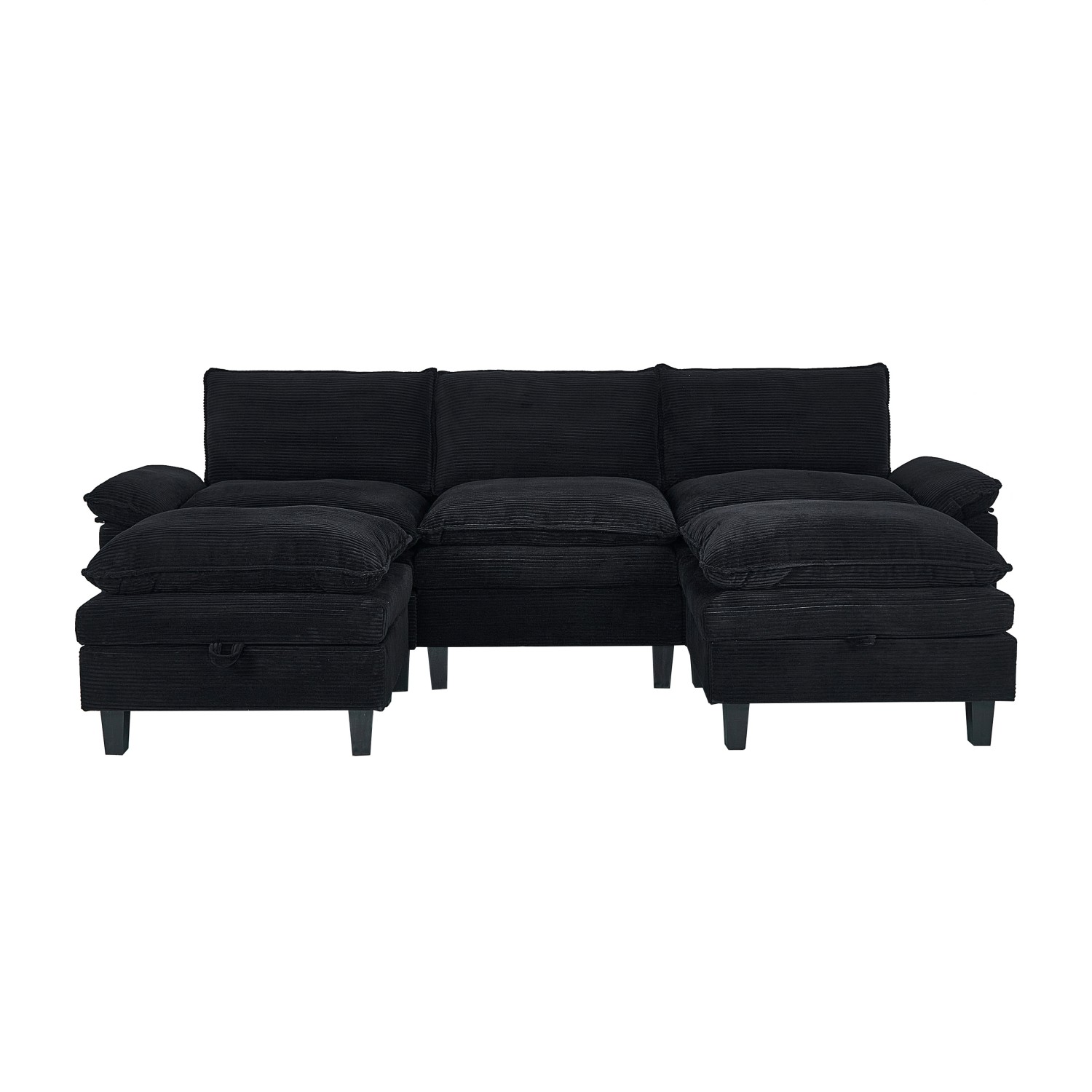 Gewnee Modular Sectional Sofa with Movable Storage Ottomans, U Shaped Cloud Couch for Living Room, 3-Seat
