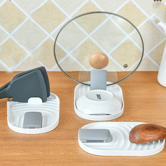 Oleegame 1 Pce Repose-Cuillère et Couvercle Pliable Support de Spatule pour Couvercle de Casserole Support de Pelle de Cuisine Domestique Baguettes Couvercle de Casserole Spatule Tapis de Rangement Blanc