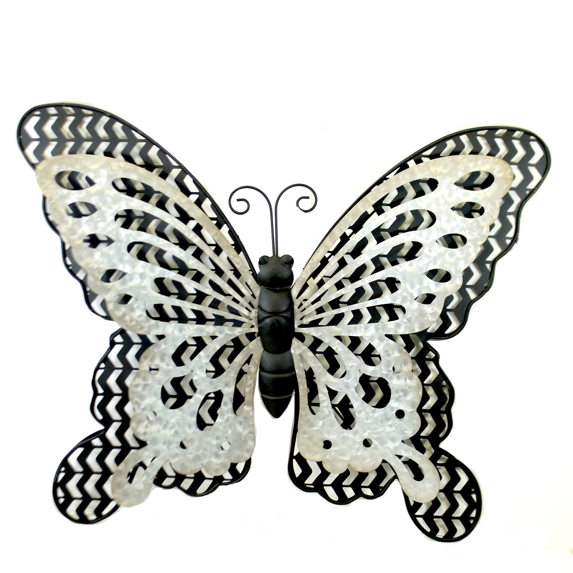 Home & Garden Black/Silver Butterfly Metal Wall Decor Outside 31835629