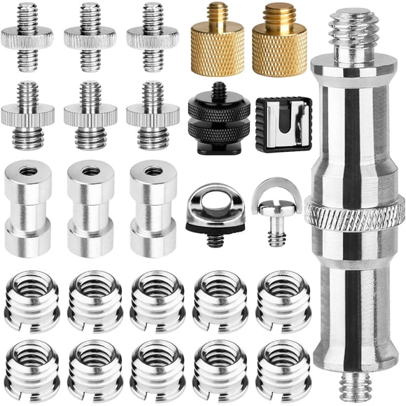 Adaptador de trípode para cámara ChromLives, paquete de 26 tornillos de 1/4 a 3/8