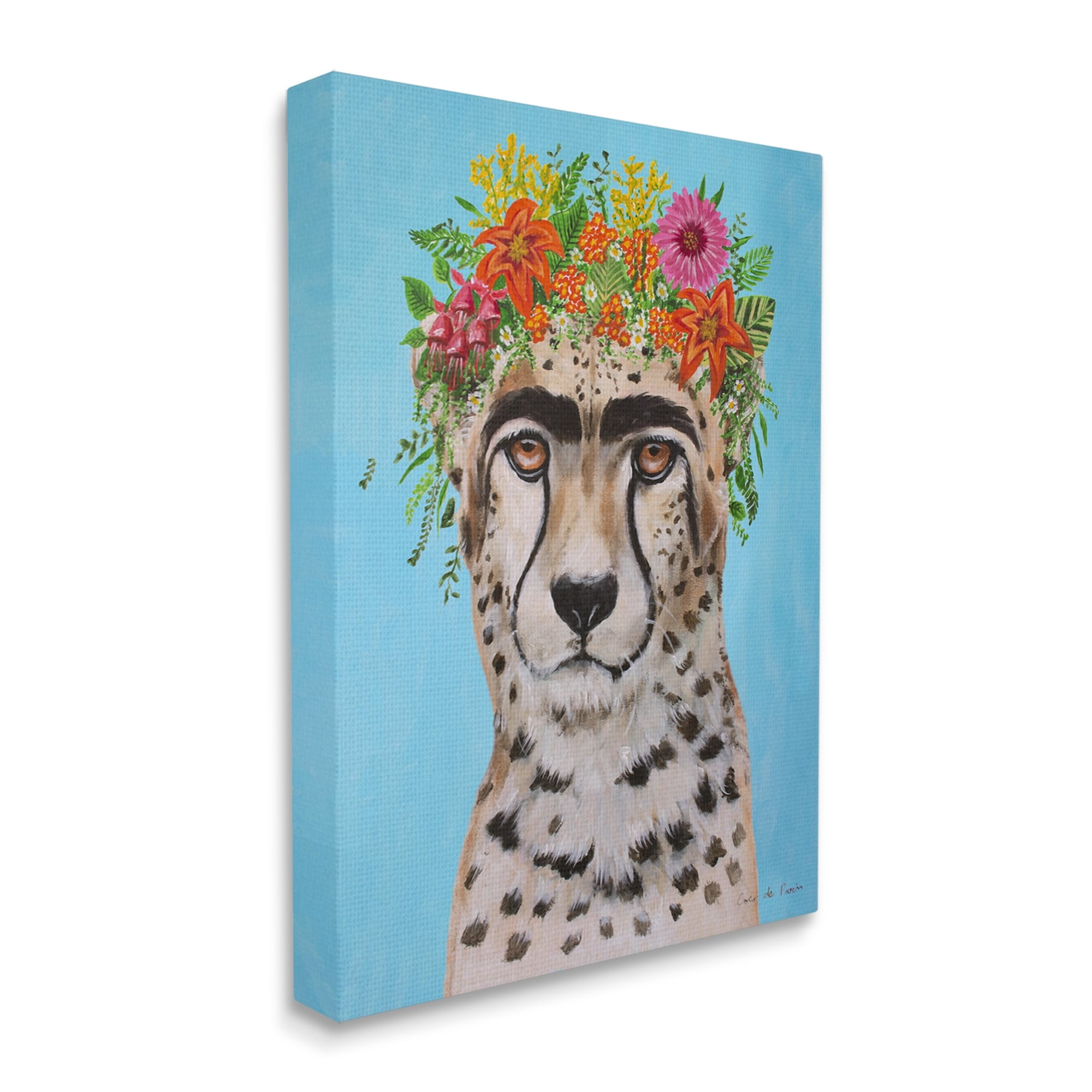 Stupell Industries Flowery Glam Portrait Cheetah Leopard Wearing Makeup, 16 x 20, Design by Coco de Paris