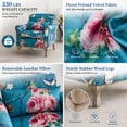 thumbnail image 2 of Ktaxon Floral Print Velvet Accent Chair with Lumbar Pillow, Upholstered Club Chair with Rubber Wood Legs, Living Room Armchair for Bedroom Reading Corner Dark Blue, 2 of 10