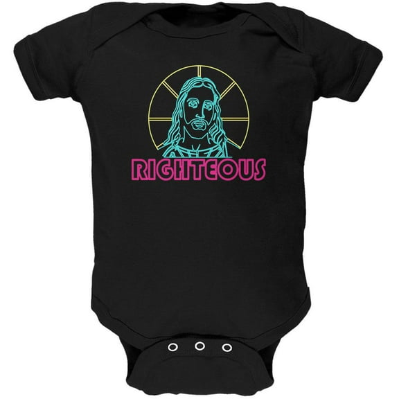 80's Neon Righteous Jesus Christ Religion Soft Baby One Piece Black 12-18 M