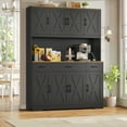 thumbnail image 6 of Homfa Kitchen Pantry with Hutch and Drawers, 71" Tall Storage Cabinet with 55" Wide Countertop and Built-In Power Outlet, Farmhouse Coffee Bar for Dining Room, Black & Rustic Brown, 6 of 8
