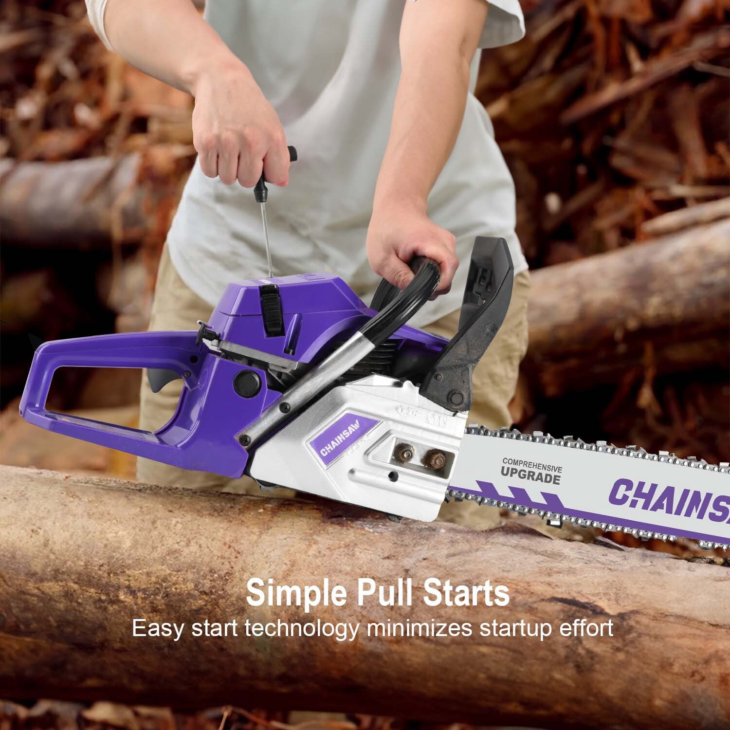 62CC 2-Stroke Gas Chainsaw 20", Professional Chainsaw for Cutting Wood and Pruning Trees 622053P