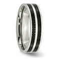 thumbnail image 2 of Auriga Fine Jewelry Stainless Steel 6 mm Double Row Black Carbon Fiber Inlay Band for Women Size 9.5, 2 of 6