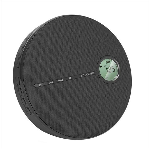 Reproductor de CD Bluetooth Recargable, Reproductor de CD de Música para Coche/Viaje, Audio Doméstico con Altavoz Estéreo, AUX,USB Negro