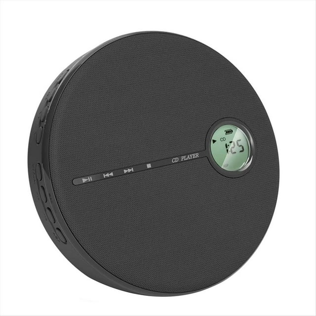 Reproductor de CD Bluetooth Recargable, Reproductor de CD de Música para Coche/Viaje, Audio Doméstico con Altavoz Estéreo, AUX,USB Negro
