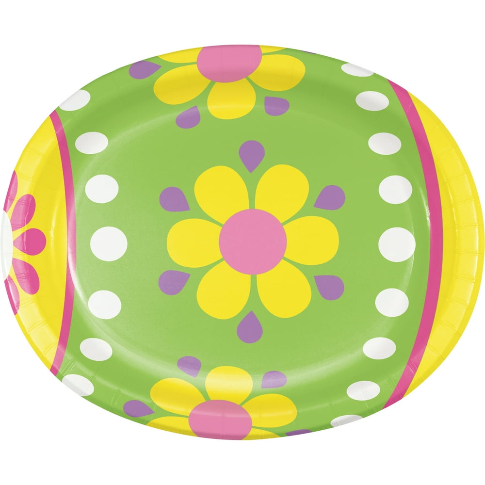 Colorful Easter Eggs Oval Plates, 24 Count for 24 Guests