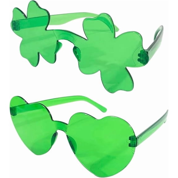 4E's Novelty Shamrock Glasses - Green St. Patrick's Day Sunglasses for Adults & Kids