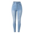 thumbnail image 4 of Gibobby Jeans dama cintura alta Pantalones vaqueros clásicos para mujer Pantalones de lápiz de mezclilla azul de cintura alta delgados ocasionales Pantalones(Azul claro,XL), 4 of 5