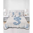thumbnail image 2 of Twin Quilt Bedding Set, Blue Seahorse Reversible Summer Quilt 3 Pieces, Ocean Coastal Farmhouse Wooden Grain Lightweight Bedspreads Coverlets with 2 Pillow Shams for All Seasons, 2 of 5