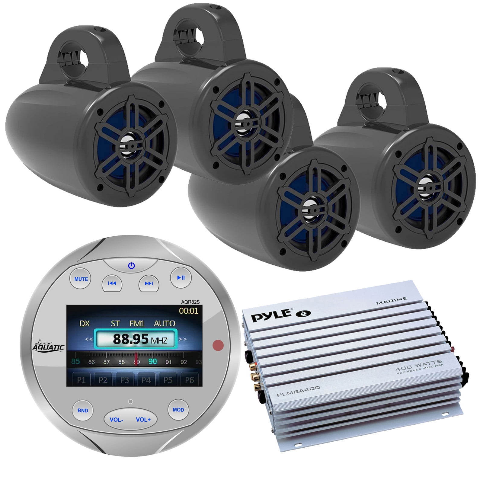 pyle waterproof bluetooth marine tower speakers