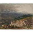thumbnail image 2 of Lluís Rigalt 14x12 Black Ornate Wood Framed Double Matted Museum Art Print Titled: Landscape (1875), 2 of 5