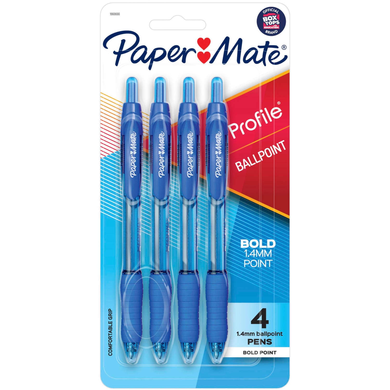 (3 pack) Paper Mate Profile Retractable Ballpoint Pen Bold Point 1.4 mm Blue