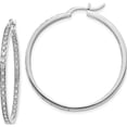 thumbnail image 1 of 14K White Gold Diamond In/Out Hoop Earrings (35 X 35) Made In India em5423-062-wa, 1 of 5