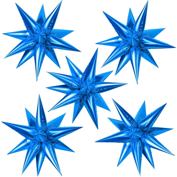 20 Pcs Star Foil Balloons 22in Cone Balloons Magic Starburst Balloons Large for Wedding Anniversary Backdrop Birthday (Blue)