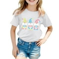 thumbnail image 2 of Toddler Girl Shirts Short Sleeve Easter Print Short Sleeve T Shirt Top Comfortable & Soft Loose Fit Girl Kids T Shirts,White,3-4 Years, 2 of 3