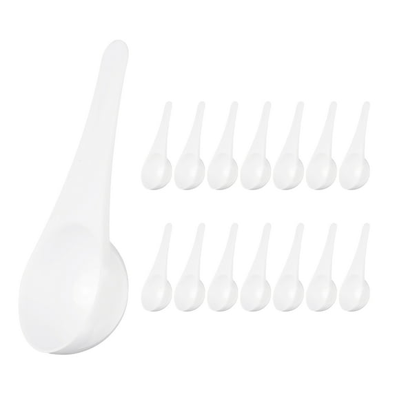 15 Pcs Measuring Spoon with Short Handle, Teaspoon (15 g) Plastic Scoops, White