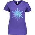 thumbnail image 3 of Inktastic Christmas Blue Ice Snowflake Women's V-Neck T-Shirt, 3 of 5