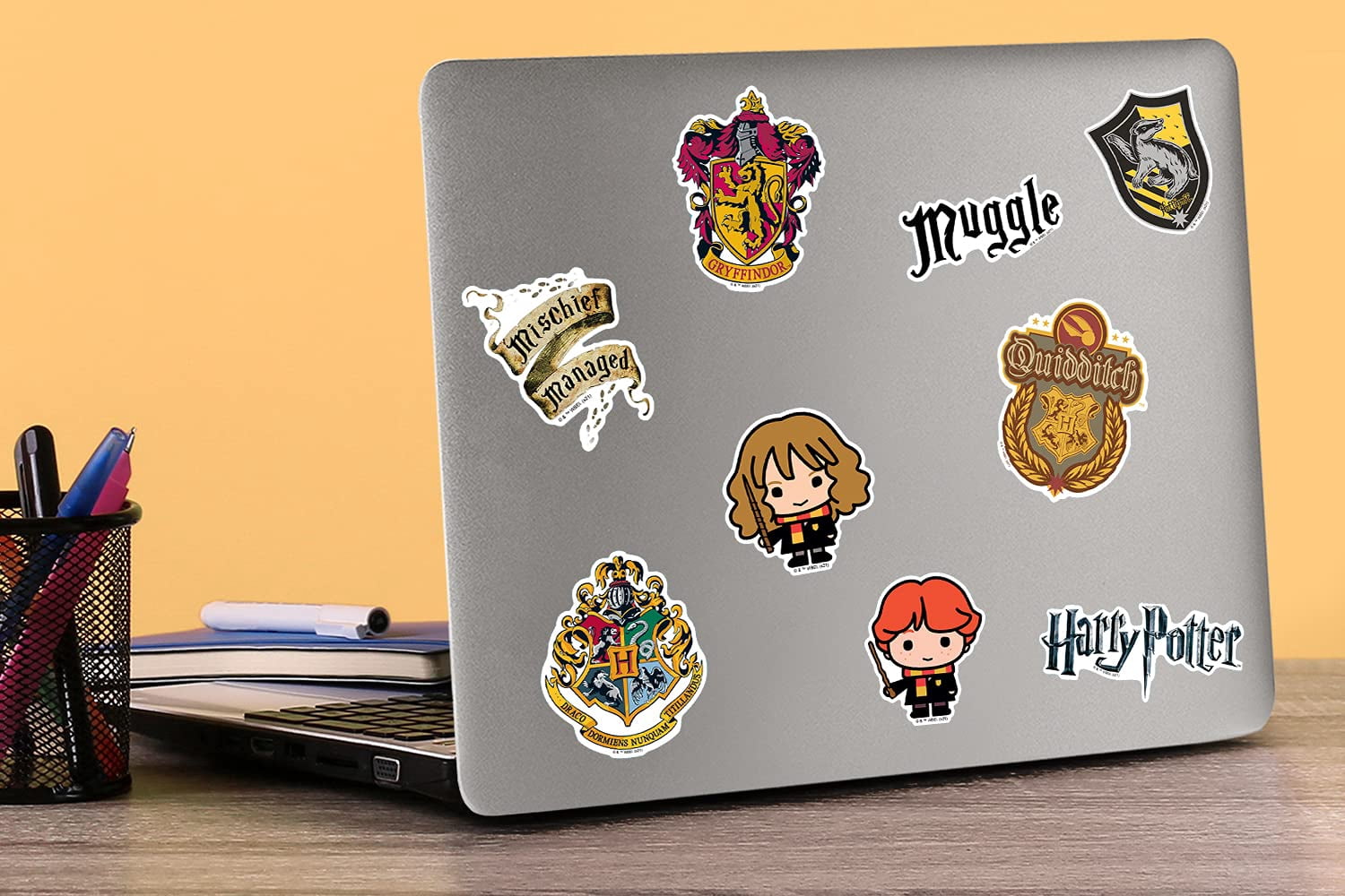 Harry Potter 200ct Vinyl Sticker Pack  Hogwarts Houses, Harry, Hermione, Ron, Dumbledore, Deathly Hallows Die-Cut Stickers for Laptop, Water Bottle, Scrapbooking, Tablet, Indoor & Outdoor