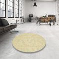 thumbnail image 3 of Ahgly Company Tapis d'Intérieur Carrés Abstraits Brun Or de Style Oriental, 7 Pieds Carré, 3 of 6