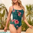 thumbnail image 4 of Jamicy One Piece Swimsuit Women Tummy Control Square Neck Sporty Ruched Slimming Monokini High Cut Women's Bathing Suit, 4 of 8