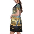 thumbnail image 2 of Fotbe 2025 New Year 5 Vestido Largo de Moda para Mujer, Vestido Tipo Camiseta con Manga Corta y Estilo Casual a Rayas y Bloques de Color, 2 of 6