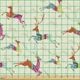 thumbnail image 2 of Colorful Upholstery Fabric by the Yard, Deer Silhouettes Ornamented Vintage Motifs and Shapes on Background, Decorative Fabric for DIY and Home Accents, Eggshell and Multicolor by Ambesonne, 2 of 5