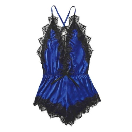 

Cathalem Lace Fashion Silk Nightwear Lingerie Siamese Kimono Bodysuit Women Lingerie for Women Christmas Underwear Blue XX-Large