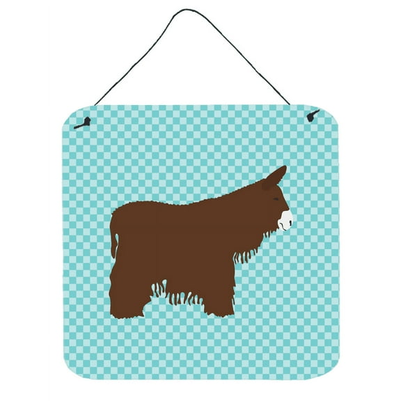 Carolines Treasures Poitou Poiteuin Donkey Blue Check Wall or Door Hanging Prints 6x6 multicolor