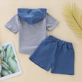 thumbnail image 4 of TOWED22 Toddler Baby Boy Clothes Summer Outfits Short Sleeve Solid Elastic Sweatshirt and Shorts 2 Piece Sweatsuit Set(Blue,2-3 Years), 4 of 9