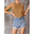 thumbnail image 5 of PULLIMORE Women Sexy Sleeveless Bodysuit Halter Neck Tank Tops with Panty (XL, Khaki), 5 of 8