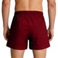 thumbnail image 7 of Men's Elastic Waist Linen Shorts Solid Color Drawstring Multi-Pocket Casual Beach Shorts Lightweight Breathable Summer Shorts Suitable For Vacation Seaside Daily Style Wine 4XL, 7 of 7