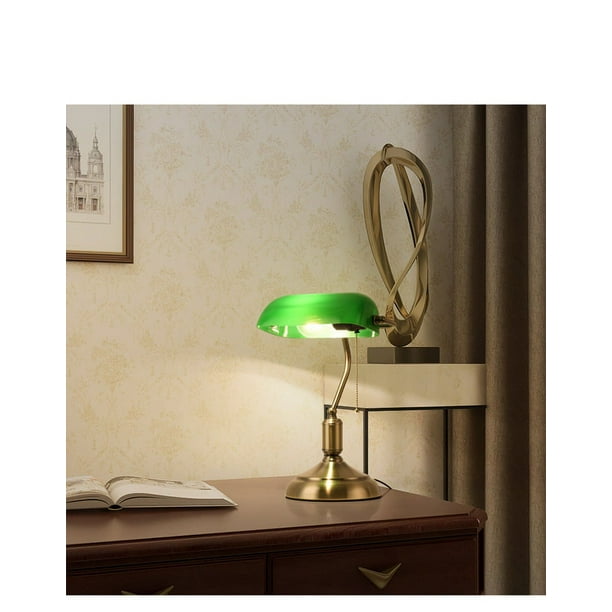 Bankers Lamp Touch Control Green Glass Desk Lamp with Brass Base, 3-Way  Dimmable Vintage Desk Lamp for Home Office Workplace Nightstand Bedroom  Library Piano 