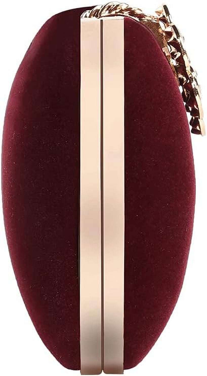 Kwuty Velvet Evening Bags For Women With Flower Closure Rhinestone Crystal Embellished Clutch Purse For Party Wedding