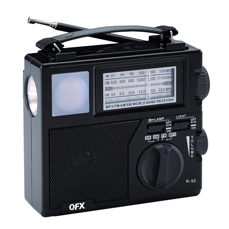 QFX Portable AM/FM/Shortwave Radio with Bluetooth, Flashlight, and
