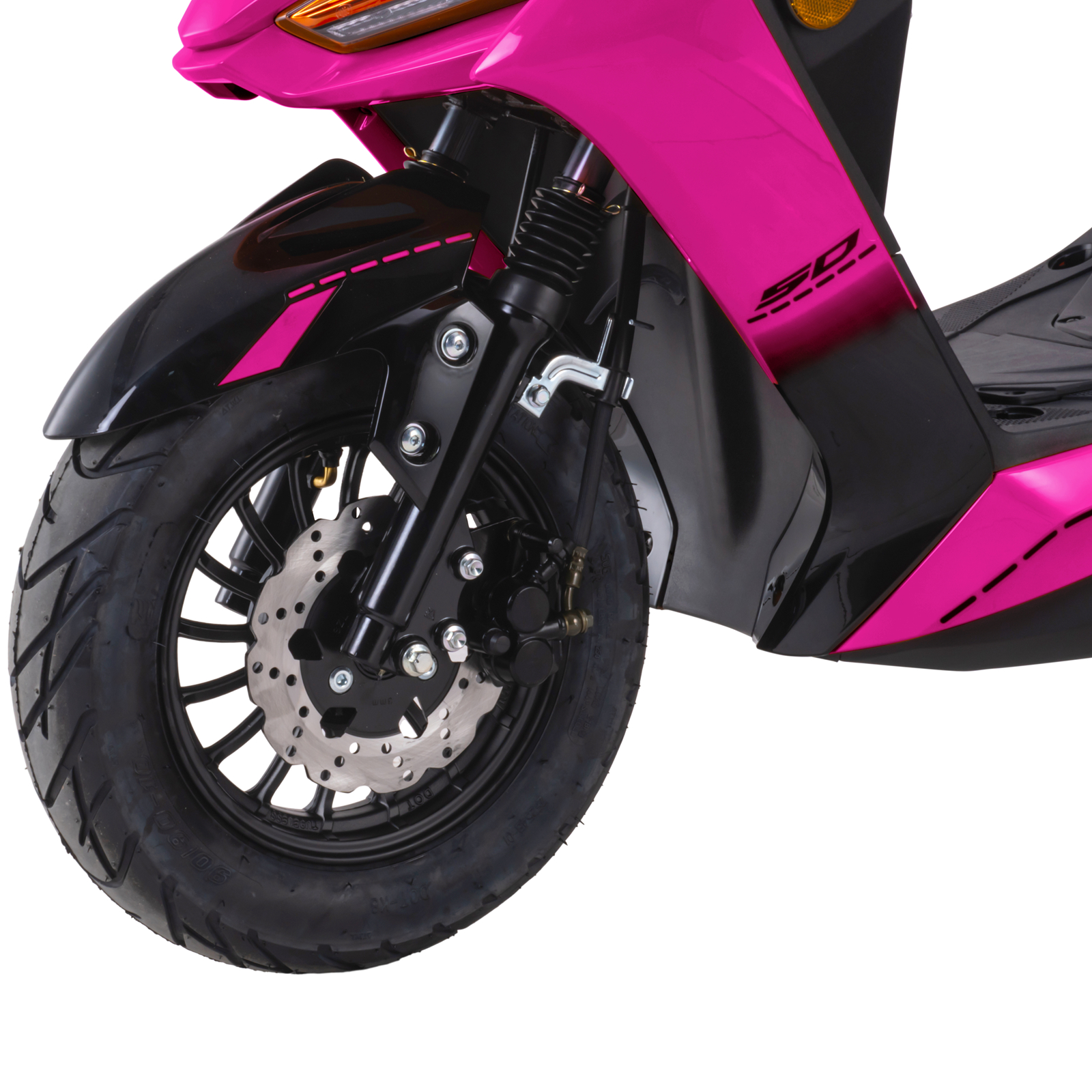 Double Global 50cc Gas Moped Motorcycle, 4 Stroke Adult Moped with 10" Aluminum Wheels , LCD Speedometer and LED Light