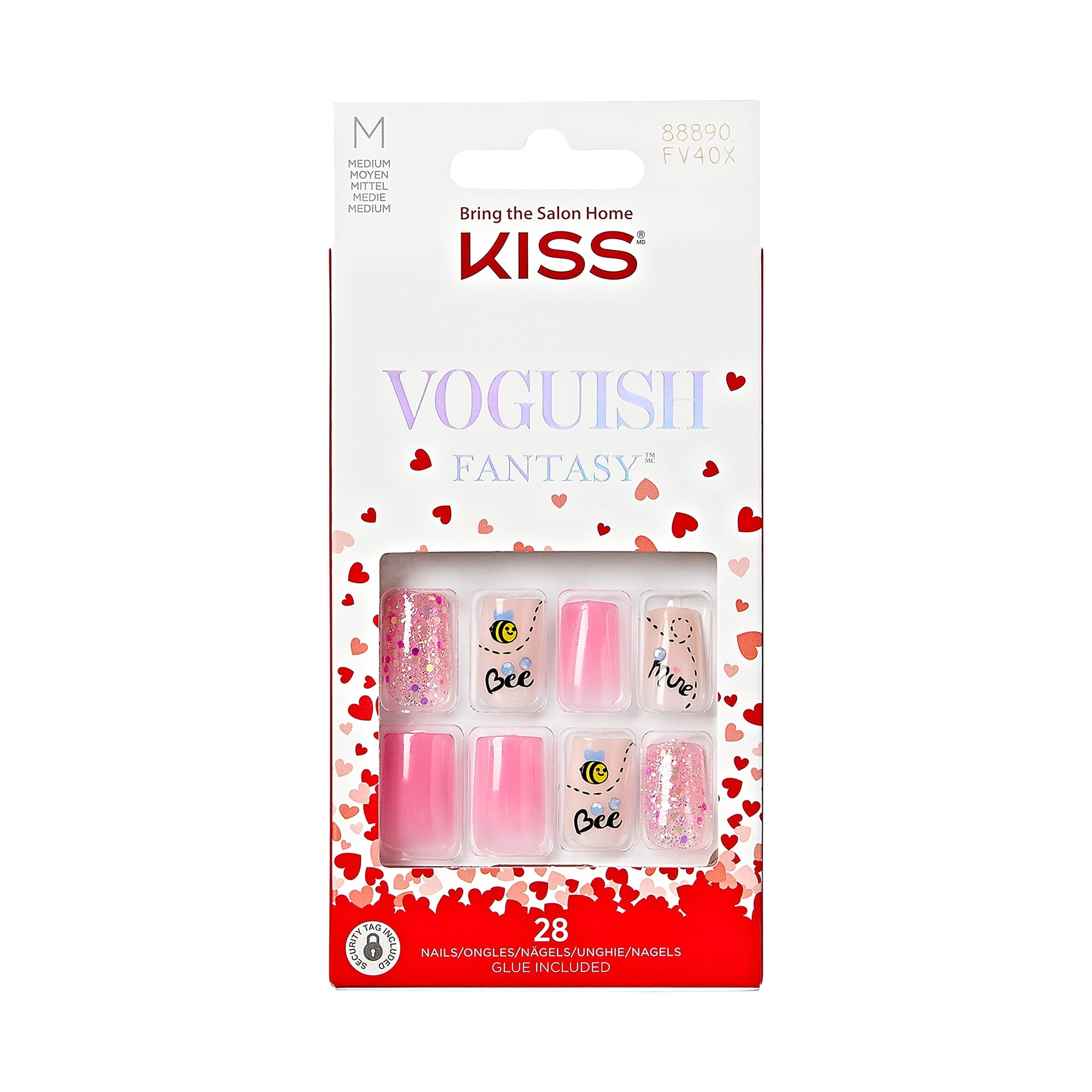 KISS Voguish Fantasy Valentine’s Day Fake Nails, ‘Crush’, 28 Count