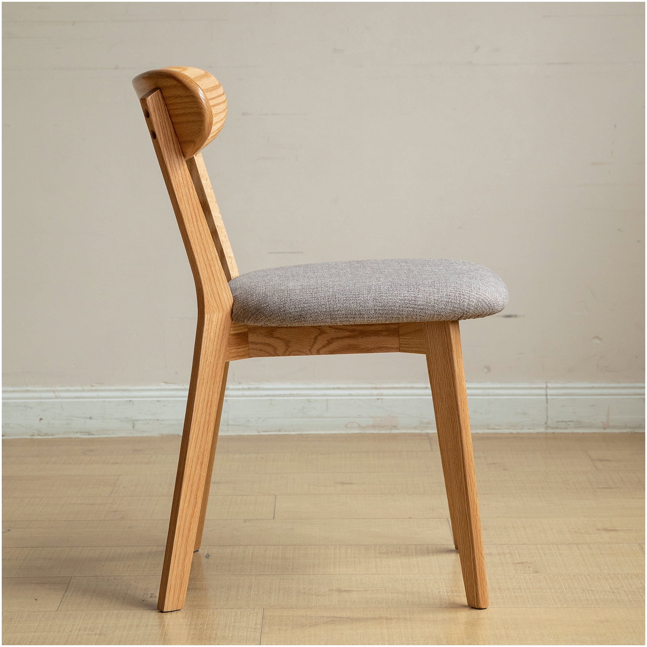 4-Pack Solid Oak Wood Dining Chairs with Upholstered Seats, FAS Grade Natural Wood Finish, Comfortable Kitchen and Dining Room Chairs