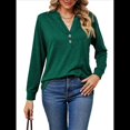 thumbnail image 3 of Camisas de Larga para Mujer, Otoño 2025, Blusas Elegantes Informales Tipo Henley, Blusas Modernas, Camisetas Bonitas, Conjuntos, Ropa. Verde Oscuro L, 3 of 10