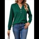 thumbnail image 3 of Camisas de Larga para Mujer, Otoño 2025, Estilo Henley, Elegantes, Casuales, Modernas, Camisetas Bonitas, Ropa. Verde Oscuro XL, 3 of 10
