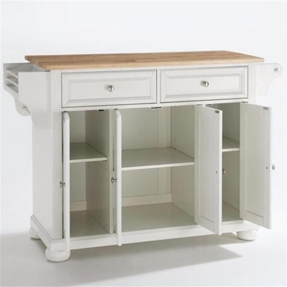 Alexandria Wood Top Full Size Kitchen Island/Cart White/Natural