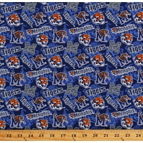 Cotton University of Memphis Tigers Logos Blue Tone on Tone College Sports Team Cotton Fabric Print by the Yard (1178-MEM)
