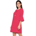 thumbnail image 2 of eloria Women's Midi Dress Bell Sleeve Key Hole Tie Neck Summer Dress Size: L | Color: Pink, 2 of 6