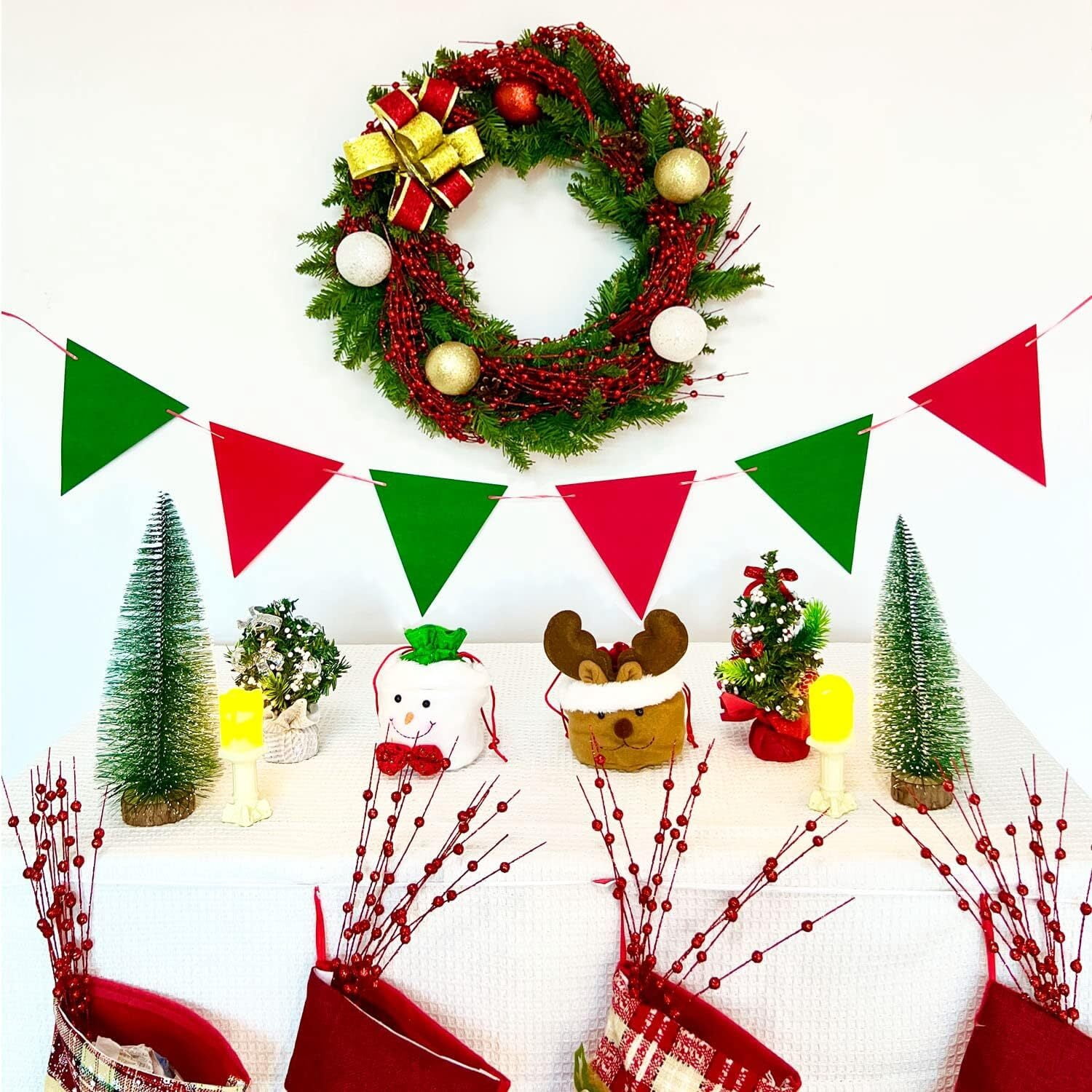 30 Pack Artificial Glitter Berry Stem Ornaments 15.7in Decorative Christmas Picks Glittery Bead Sticks Branches for Christmas Tree Decor DIY Wreath Crafts Home Decor (Red)
