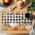 thumbnail image 2 of Orange Green Pumpkins Fall Placemats Set of 1 Thanksgiving Maple Leaf Plaid Place Mats Indoor Wipeable Table Mats Washable Cloth Dining Table Placemats for Kitchen Holiday Party Home Decor 13x19 Inch, 2 of 9