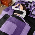 thumbnail image 4 of Homewish Minimalist Geometric Square 7-Piece Bedding Comforter Set,Modern Abstract Artistic King Bedding Sets,Purple Black Bed Sheets For Boys Kids,Microfiber Bedroom Decor Reversible, 4 of 8